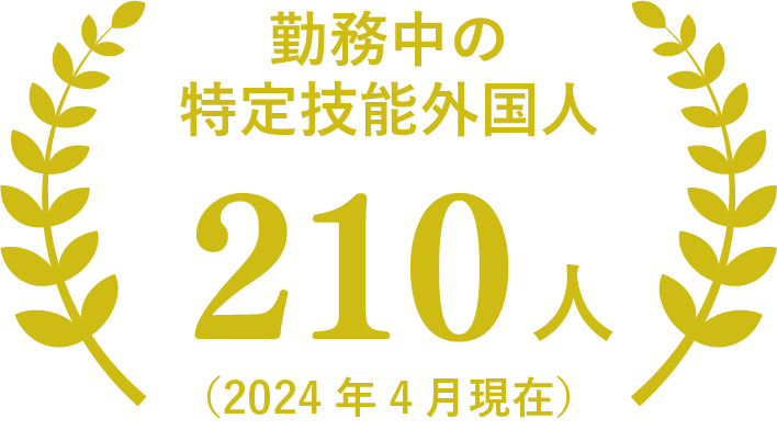 勤務中の特定技能外国人210人(2024年4月現在)